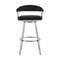 Armen Living Bronson 25" Black Faux Leather and Brushed Stainless Steel Swivel Bar Stool 721535762200 - alternate 3